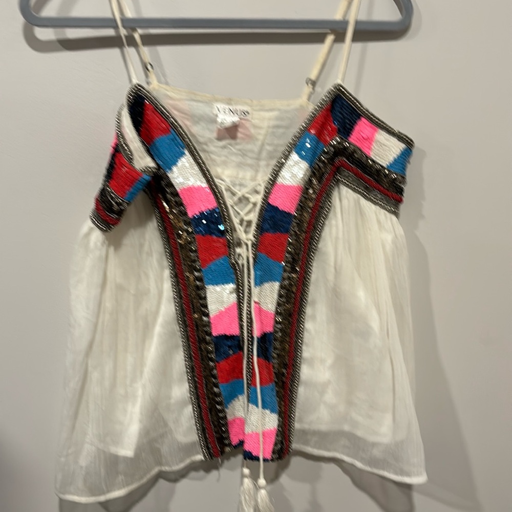 EUC Venus Sequin Peplum Tank Size XS Perfect for Summer!